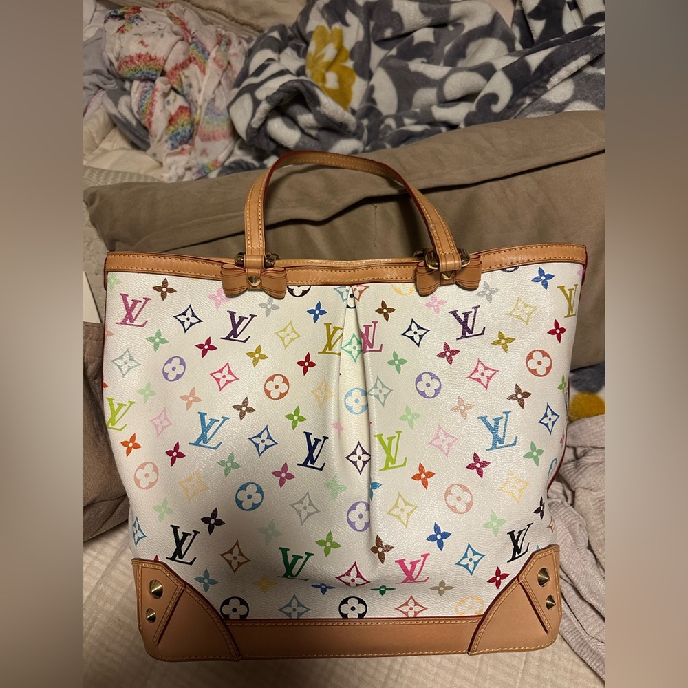 Louis Vuitton White Multicolor Monogram Tote